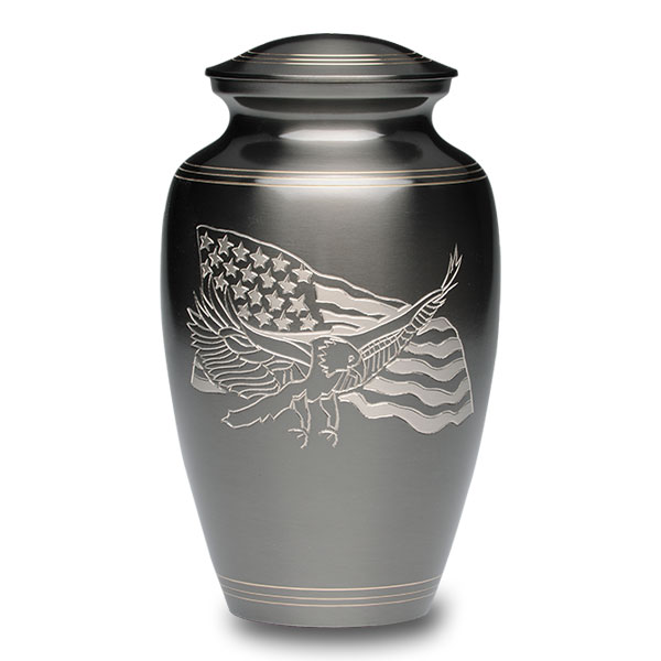 American Eagle and Flag Brass Urn – Adult – B-1919-A