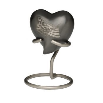 American Eagle and Flag Brass Urn – Heart Keepsake – B-1919-H