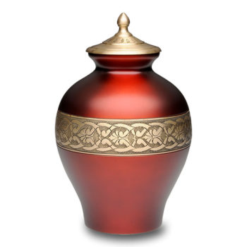 Beautiful Cherry Red Brass Cremation Urn – Adult – B-1671-A