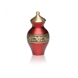 Beautiful Cherry Red Brass Cremation Urn – Keepsake – B-1671-K-NB