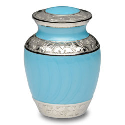 Blue Enamel and Silver Color Cremation Urn – Extra Small – B-1528-XS-BB