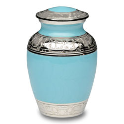 Blue Enamel and Silver Color Cremation Urn – Small – B-1528-S-BB