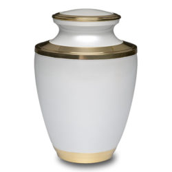 Brass Cremation Urn in White with Brass Band – Adult – B-2257-A