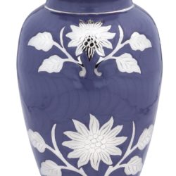 Brass Cremation Urn with Flowers - Purple - Adult – B-1500-A-P