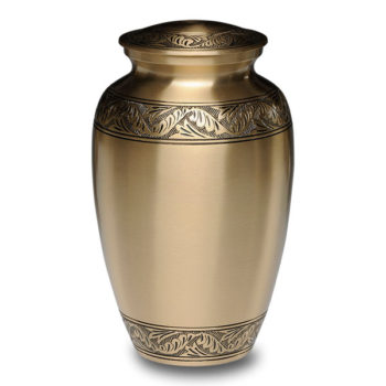 Brushed Brass Urn with Hand-Engraved Design – Adult – B-2872-A