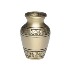 Brushed Brass Urn with Hand-Engraved Design – Keepsake- B-2872-K-NB