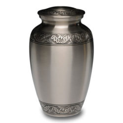 Brushed Pewter Urn with Hand-Engraved Design – Adult – B-2873-A