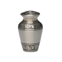 Brushed Pewter Urn with Hand-Engraved Design – Keepsake- B-2873-K-NB