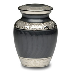 Charcoal Black Enamel and Silver Color Cremation Urn – Extra Small – B-1528-XS-CHAR