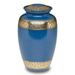 Classic Brass Cremation Urn in Blue with Brass Bands – Adult – B-2291-A