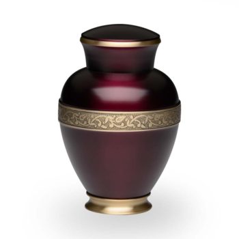 Dark Purple Brass Urn with Golden Brass Band – Adult – B-2395-A