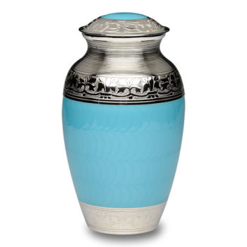 Elegant Blue Enamel and Nickel Cremation Urn – Adult – B-1528-A-BB