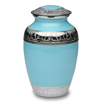 Elegant Blue Enamel and Nickel Cremation Urn – Large – B-1528-L-Blue