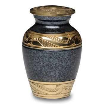 Elegant Brass Cremation Urn with Hand-Tooled Brass Band – Keepsake – B-2229-K-NB