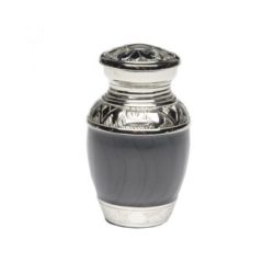 Elegant Charcoal Black Enamel and Nickel Cremation Urn – Keepsake – B-1528-K-NB-CHAR