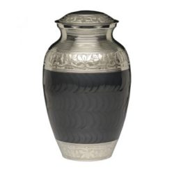 Elegant Charcoal Enamel and Nickel Cremation Urn – Adult – B-1528-A-BLACK