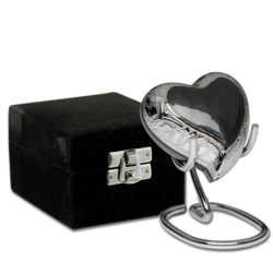 Elegant Charcoal Gray Enamel and Silver Color Cremation Urn – Heart Keepsake – B-1528-H-CHAR