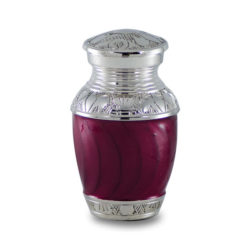 Elegant Crimson Enamel and Nickel Cremation Urn – Keepsake – B-1528-K-CRIMSON-NB