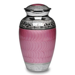 Elegant Pink Enamel and Nickel Cremation Urn – Adult – B-1528-A-PINK