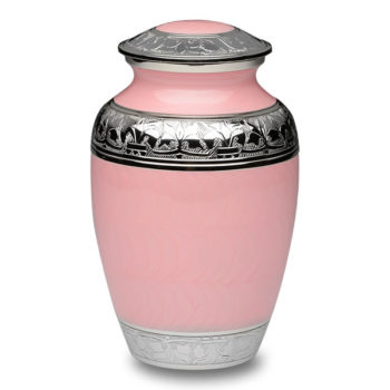 Elegant Pink Enamel and Nickel Cremation Urn – Large – B-1528-L-Pink