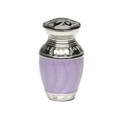 Elegant Purple Enamel and Nickel Cremation Urn – Keepsake – B-1528-K-NB-PURPLE