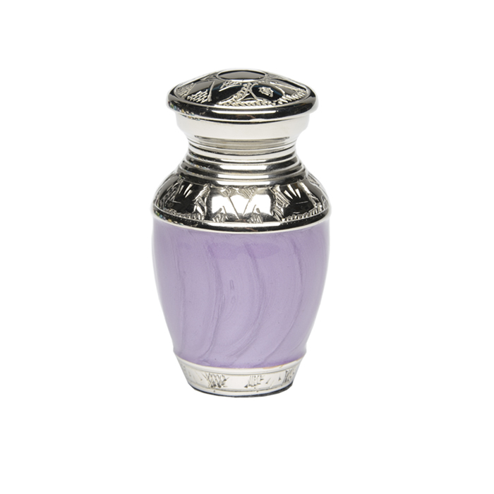 Elegant Purple Enamel and Nickel Cremation Urn – Keepsake – B-1528-K-NB-PURPLE