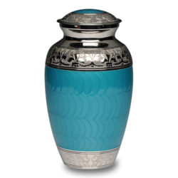 Elegant Turquoise Enamel and Nickel Cremation Urn – Adult – B-1528-A-TURQ