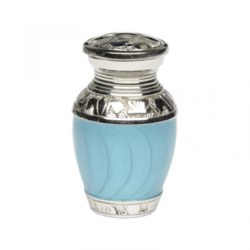 Elegant Turquoise Enamel and Nickel Cremation Urn – Keepsake – B-1528-K-TURQ-NB