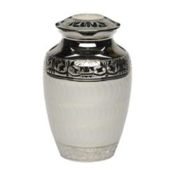 Elegant White Enamel and Nickel Cremation Urn – Large – B-1528-L-WHITE