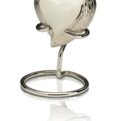 Elegant White Enamel and Silver Color Cremation Urn – Heart Keepsake – B-1528-H-W