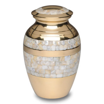 Mother of Pearl Cremation Urn with Golden Brass – Medium – B-1517-M-B