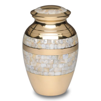 Mother of Pearl Cremation Urn with Golden Brass – Small – B-1517-S-B