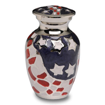 Patriotic Red, White & Blue American Flag Cremation Urn – Keepsake – B-1515-K
