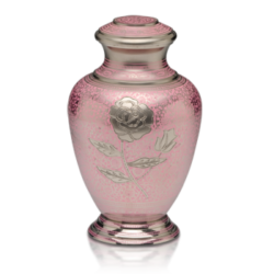 Pink Rose Nickel Plated Brass Cremation Urn – Adult – B-1598-A