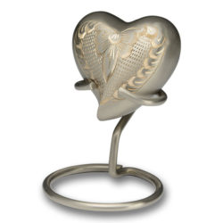 Platinum & Golden Brass Cremation Urn – Keepsake Heart – B-1575-H