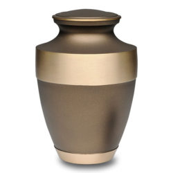 Rustic Bronze Cremation Urn with Wide Brass Band – Adult – B-1673-A
