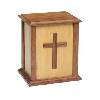 Rustic Wooden Urn with Cross – NM-CC-2 – 275 cu in - Adult