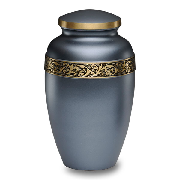 Silver-Gray Brass Cremation Urn – Adult – B-1618-A