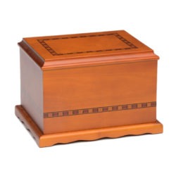 Solid Birch Wood Urn with Hand-Painted Inlay Design – A073 – 200 cu. in.