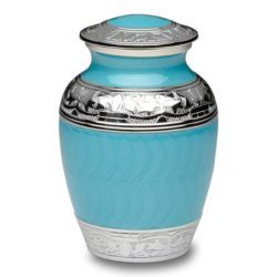 Turquoise Enamel and Silver Color Cremation Urn – Extra Small – B-1528-XS-TURQ
