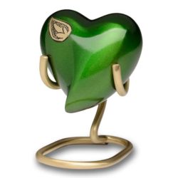 Vibrant Green Brass Cremation Urn – Heart Keepsake – B-1675-H-G