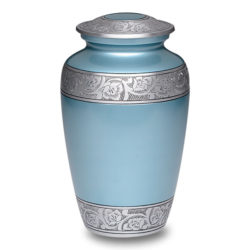Affordable Alloy Cremation Urn Blue Flower Band – Adult – A-3244-A