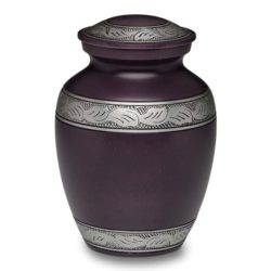 Affordable Alloy Cremation Urn in Beautiful Purple – Medium – A-1489-M-PUR
