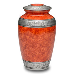 Affordable Alloy Cremation Urn in Beautiful Rust Orange – Adult – A-3242-A