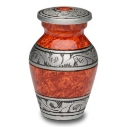 Affordable Alloy Cremation Urn in Beautiful Rust Orange – Keepsake A-3242-K-NB