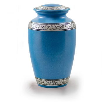 Affordable Alloy Cremation Urn in Beautiful Turquoise – Adult – A-1489-A-TUR