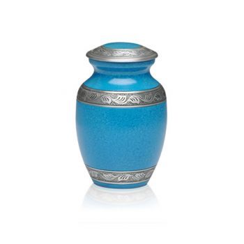 Affordable Alloy Cremation Urn in Beautiful Turquoise – Small – A-1489-S-TUR