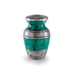 Affordable Alloy Cremation Urn in Green – Keepsake – A-2319-K-NB