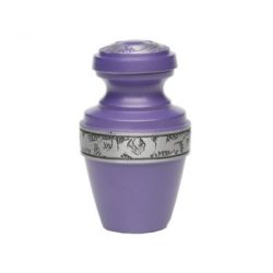Affordable Alloy Cremation Urn in Purple with Pewter Band – Keepsake – A-2116-K-NB-PURPLE