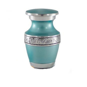 Affordable Alloy Cremation Urn in Teal – Keepsake – A-2250-K-NB